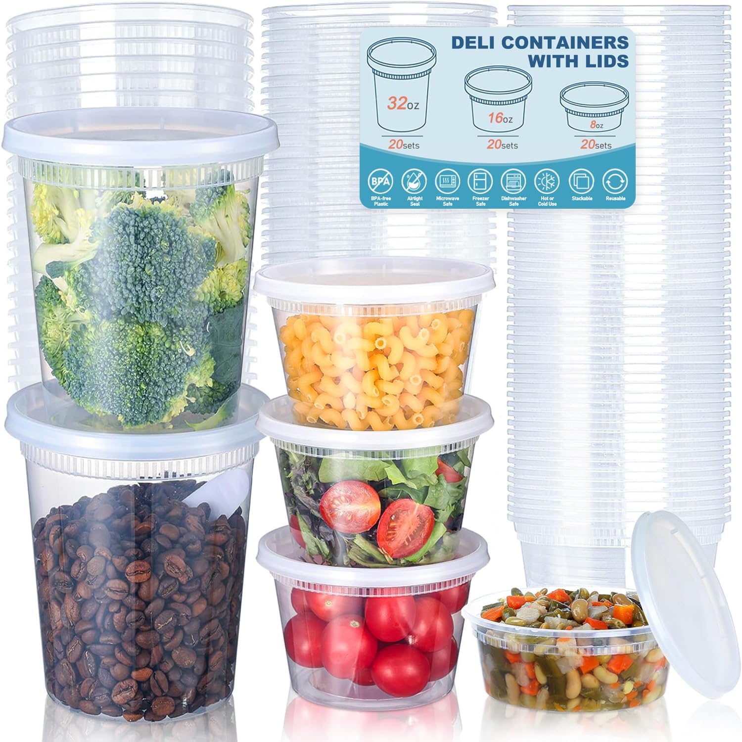 Food Storage Plastic Container - 24 szt. Pojemniki do przechowywania żywności