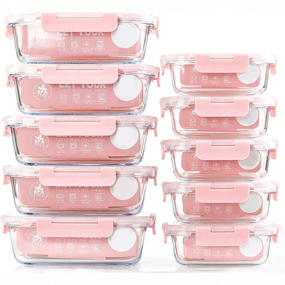 Food Storage With Colander - 10 sztuk szklanych pojemników do przygotowywania