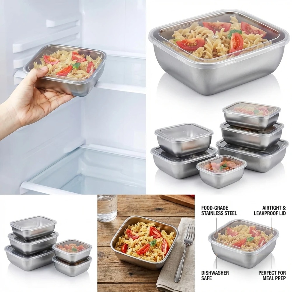 6 SZT. Pojemników na żywność z – Food Storage Containers Set recenzja i cena