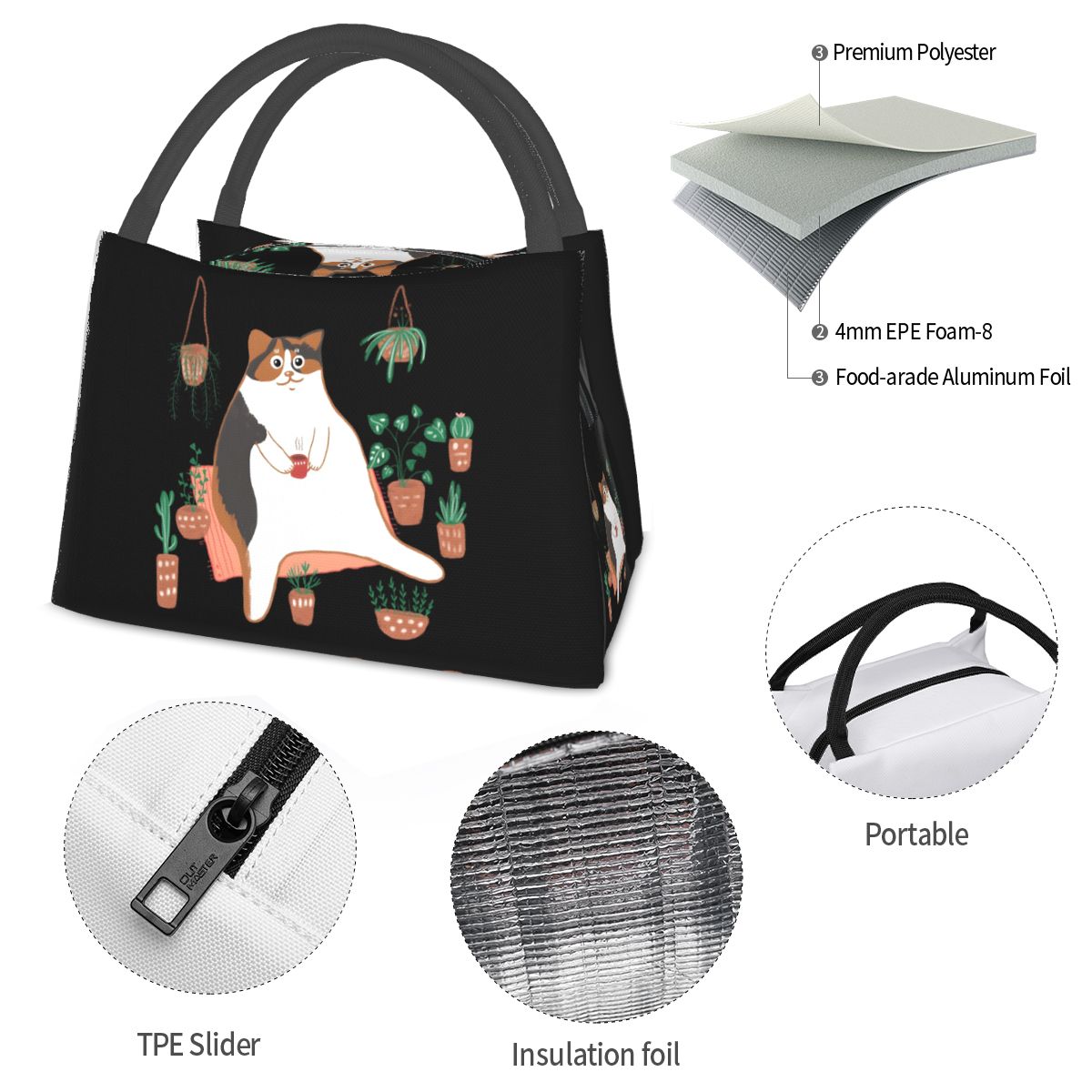 Torba na lunch z motywem kota  – Food Storage Moms recenzja i cena