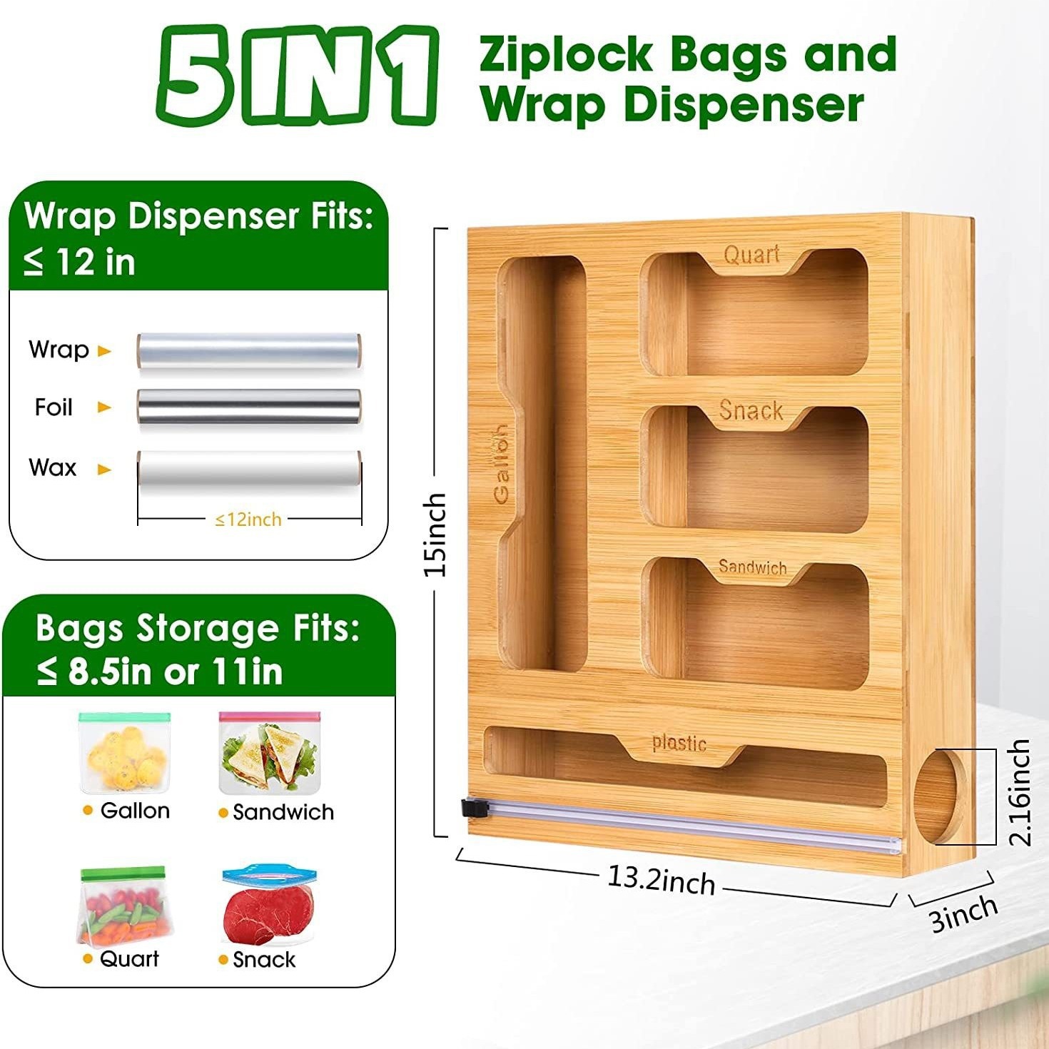 Bambusowy uchwyt na torebkę na – Food Storage Dispenser recenzja i cena